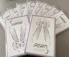 Load image into Gallery viewer, Easter Bunny/ Risen Postcards with Easter/Risen Ambigram - Set of 8
