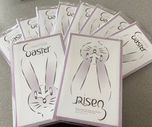 Load image into Gallery viewer, Easter Bunny/ Risen Postcards with Easter/Risen Ambigram - Set of 8