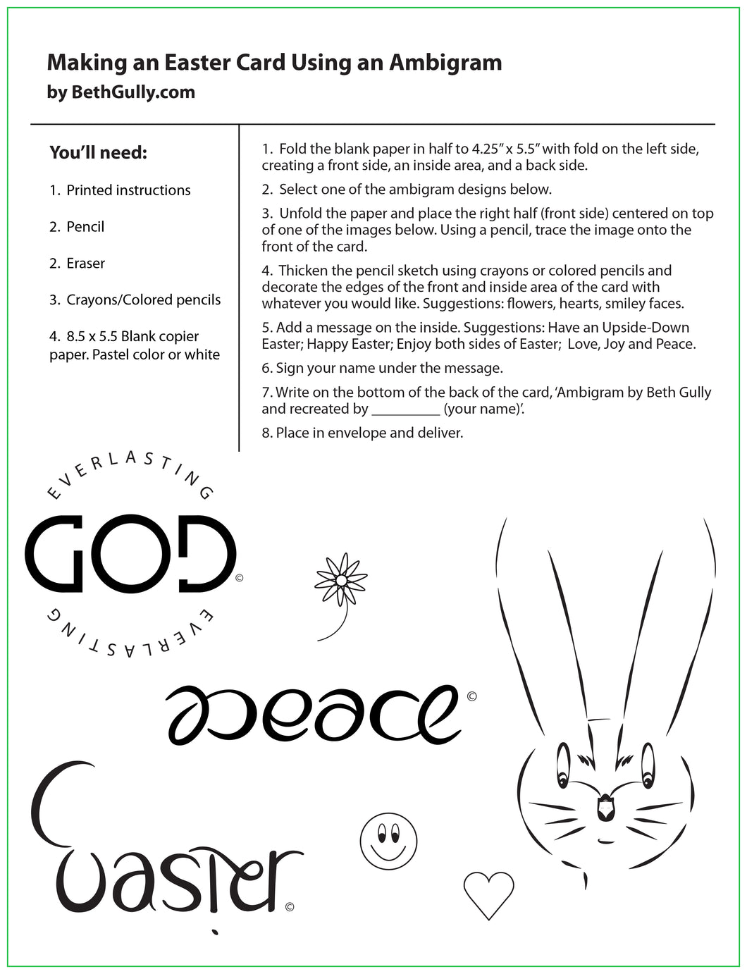 Making an Ambigram Easter Card Worksheet