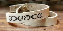 Load image into Gallery viewer, Peace ambigram double wrap bracelet - HURRY - Discontinued
