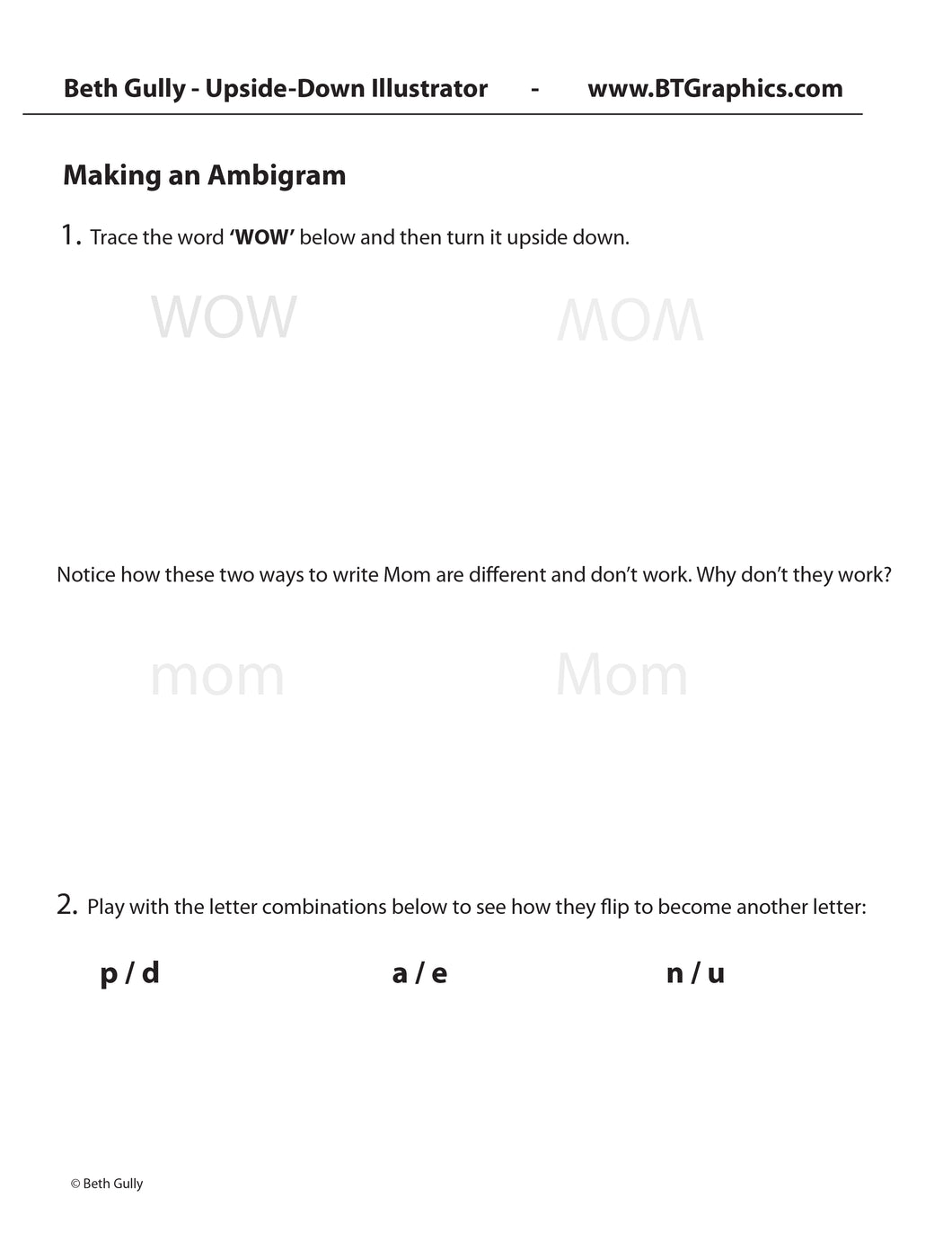 Making Ambigrams - Worksheet • Upside-Down Words'