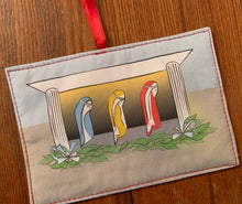 Load image into Gallery viewer, Fabric Ornament - stockings become shepherds in manger
