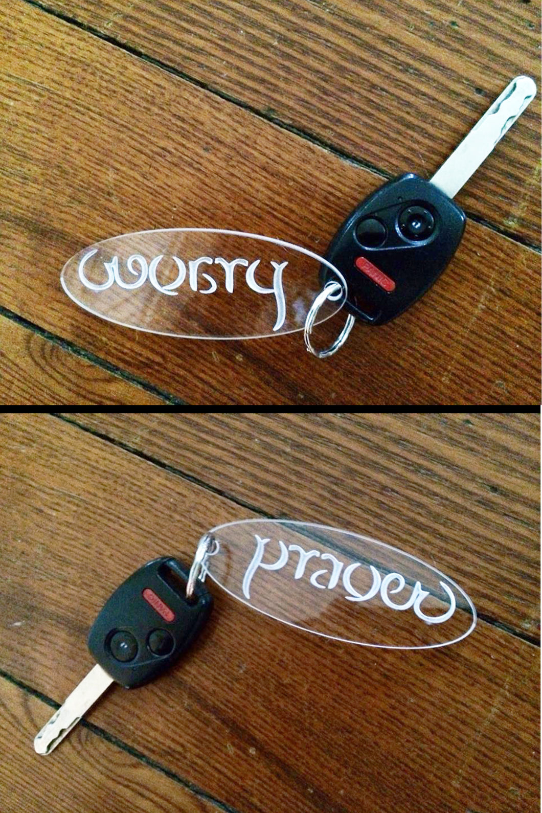 Worry Prayer Clear Acrylic Keychains (Set of Two)